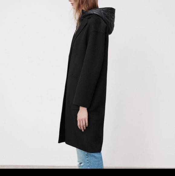ZARA Black 2-in-1 Wool Blend Coat Quilted Puffer Combo‎ S - Picture 2 of 9